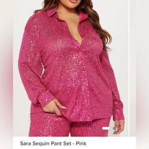 Pink Sequin Pant Set